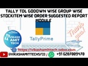 Tally TDL Godown Wise l Group Wise l StockItem Wise Order Suggested Report Module (Min Max Reorder)