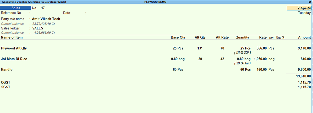 Tally TDL Alternate Qty Column in Entry Mode l Alternate Qty * Alternate Rate Calculation Module