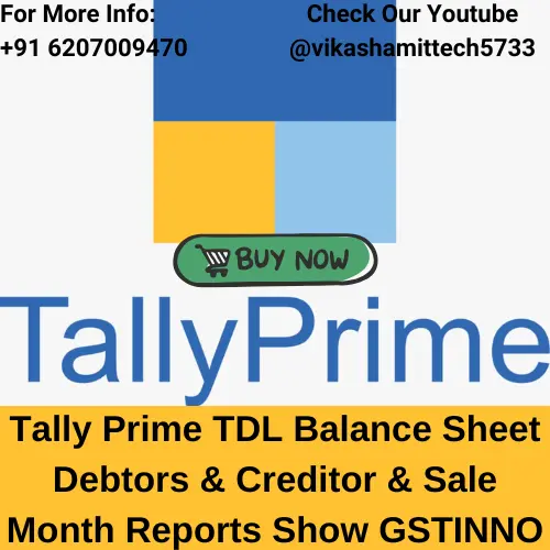Tally Prime TDL Balance Sheet Debtors & Creditor & Sale Month Reports Show GSTINNO