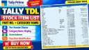 Tally TDL Stock Item List Show on Part No & Category name